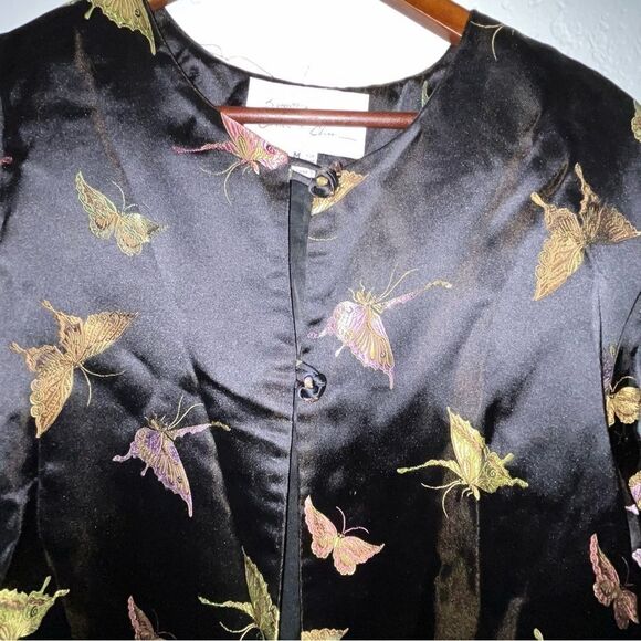 Women's Simone Chin Chin Butterfly Print Silk Kimono Blazer - Picture 3 of 8